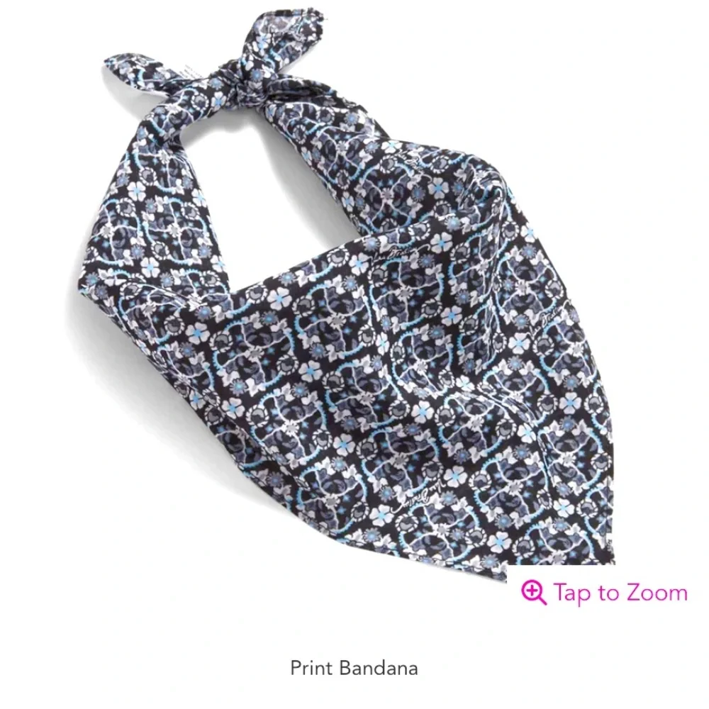 VB Cotton Bandana-Charcoal Vines NWT